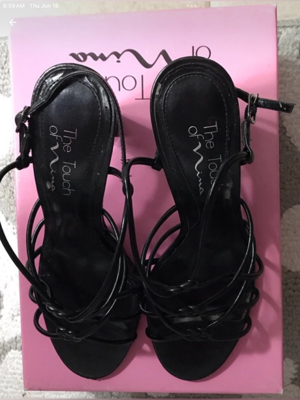 Touch of Nina Black Strappy Open-Toe Heels